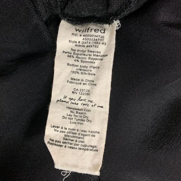 Aritzia Wilfred Blouse Top Long Sleeve Half Silk Mock neck Heathered Black XS - Picture 11 of 14